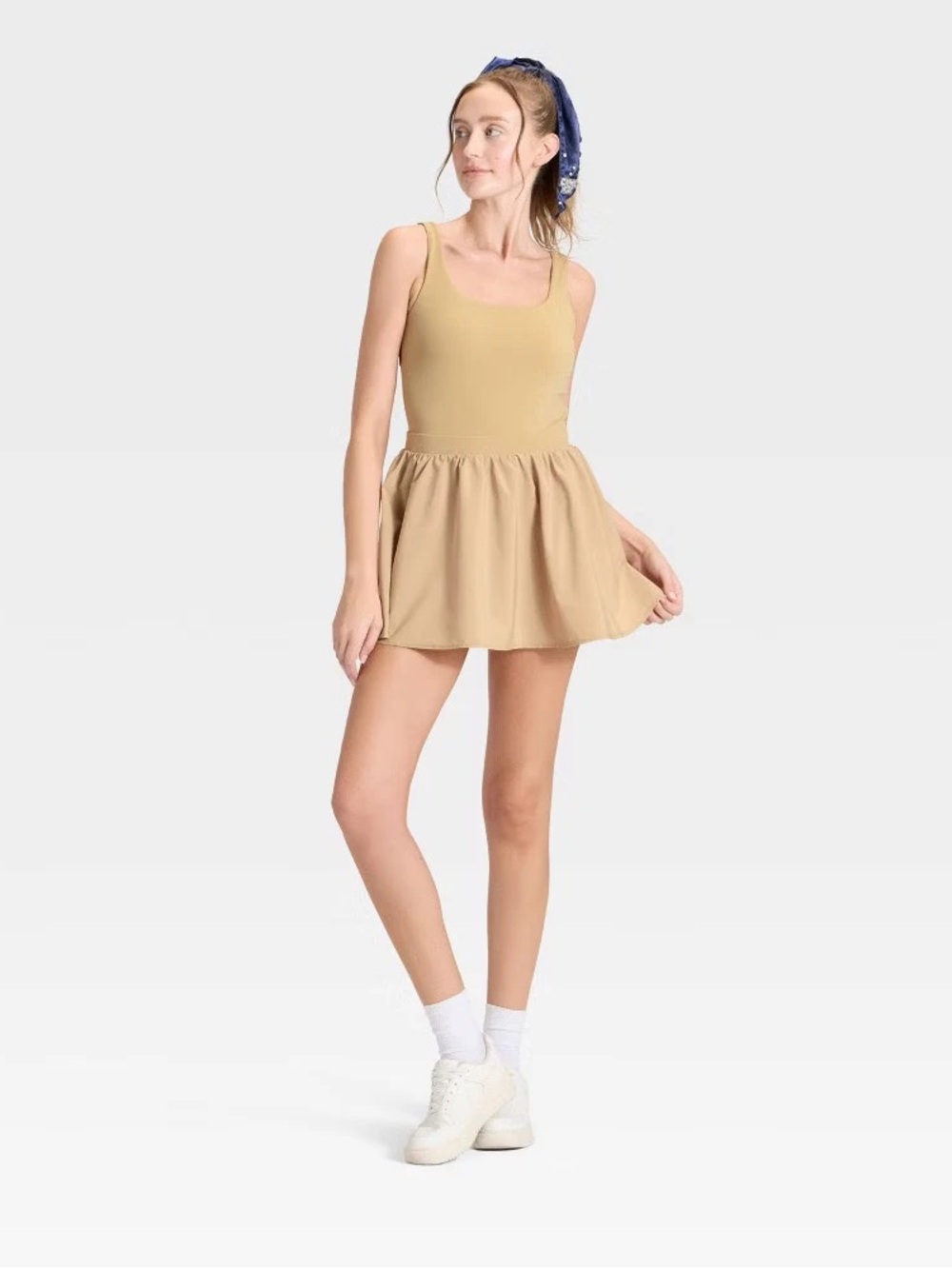 JoyLab Beige Cutout Active Dress with Built in Shorts